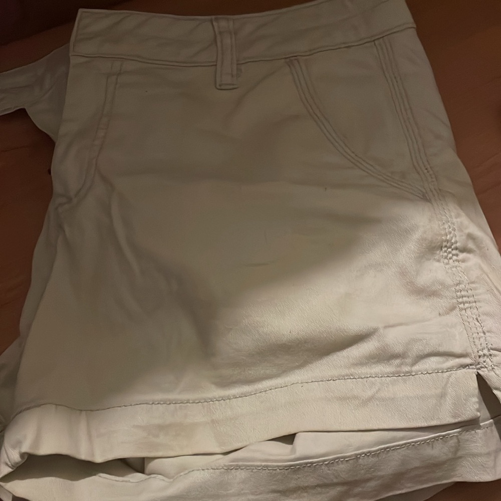 Cream Shorts with Flat Front Design and Relaxed Fit